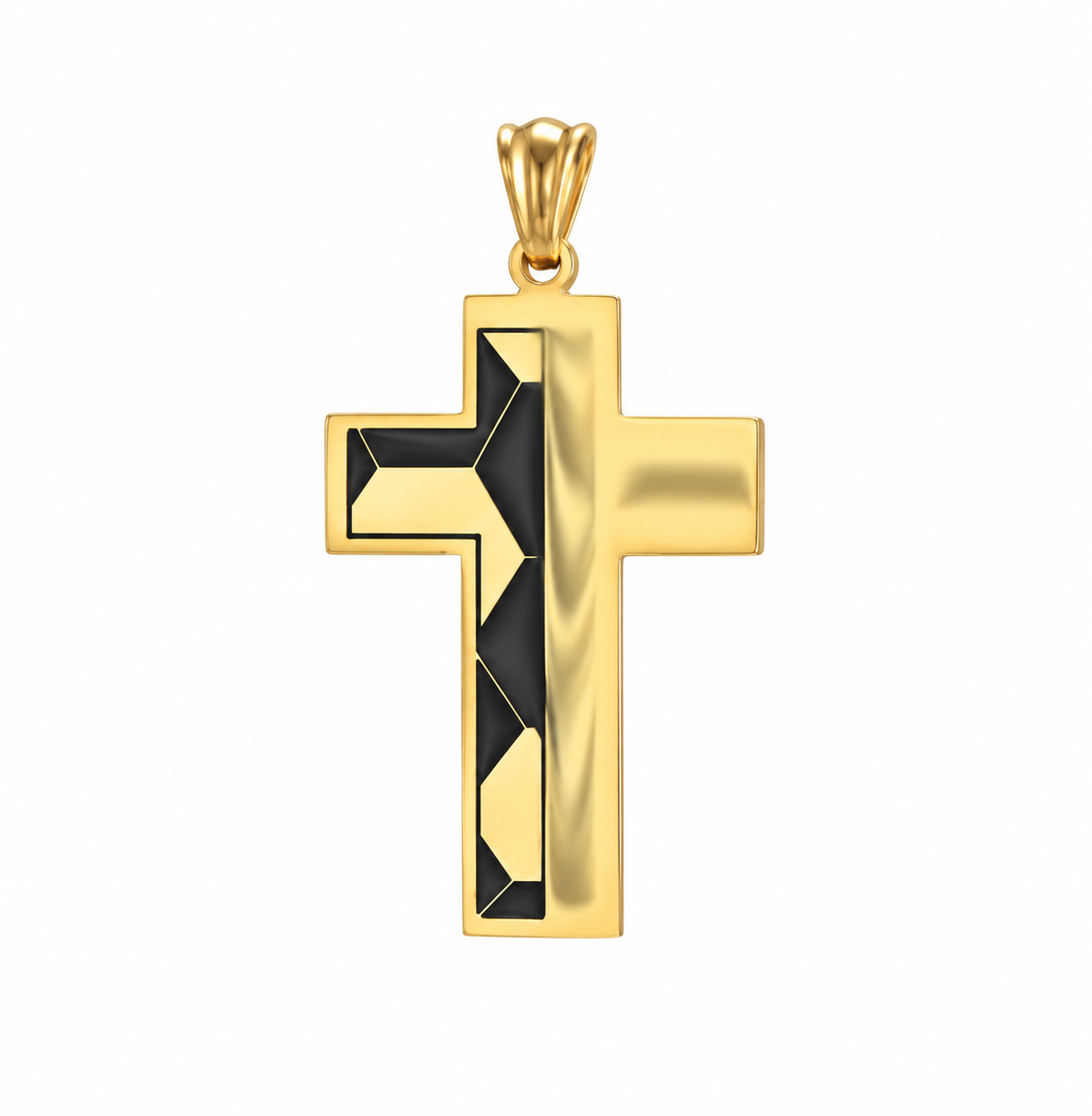 Gold & Black Cross Pendant Necklace