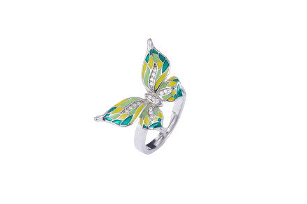 Butterfly Enamel Silver Ring for Women
