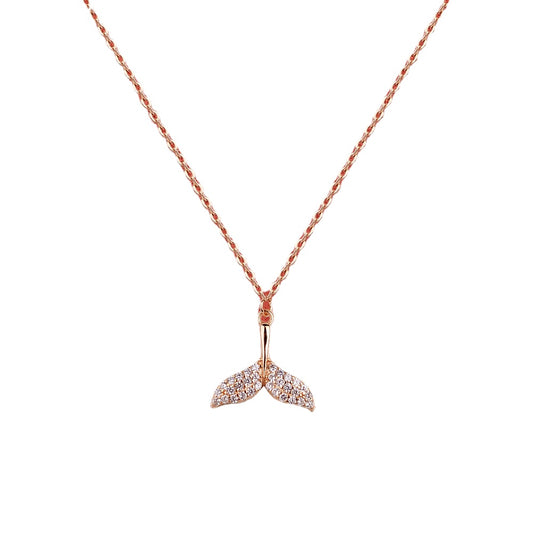 Zircon Fishtail Pendant Silver Necklace for Women