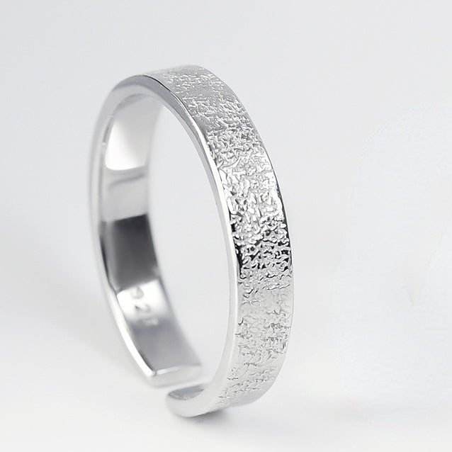 Pleated Texture Silver Couple Ring