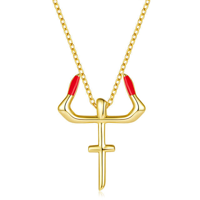 Golden Croissant Enamel Necklace for Women
