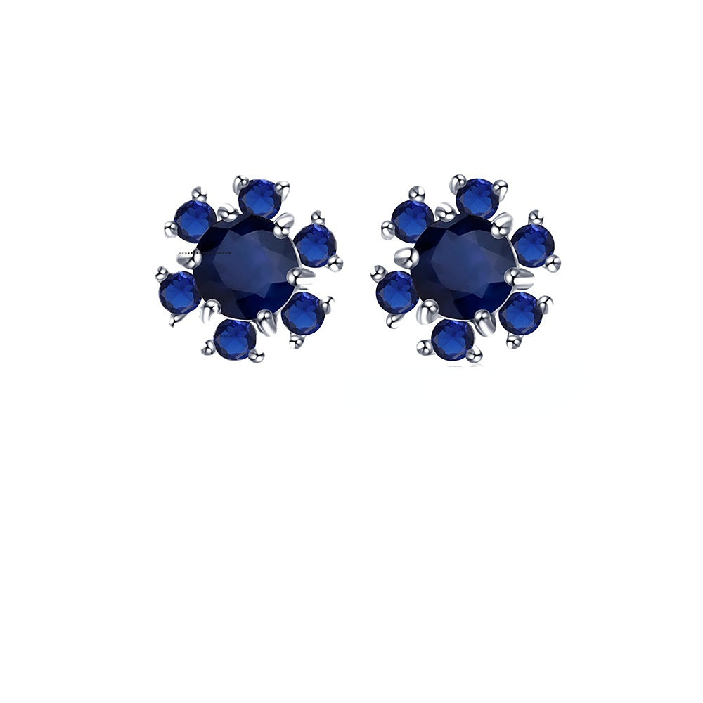 Natural Colourful Jewelry Flower Design Sterling Silver Studs Earrings for Women