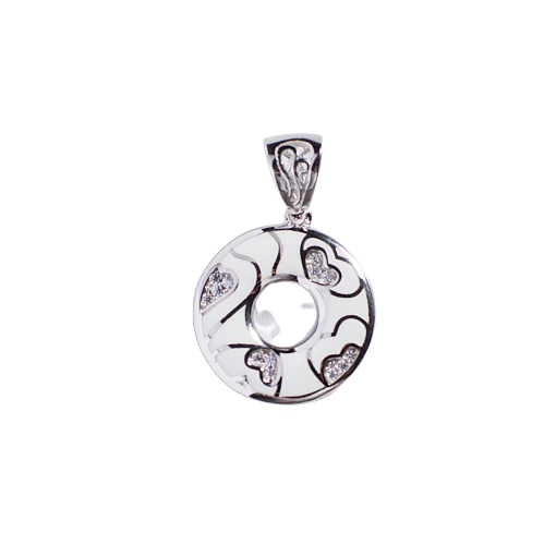 (Pendant Only) Cream donut Enamel Silver Pendant for Women