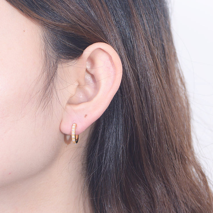 Circle Pearl Silver Hoop Earrings for Women