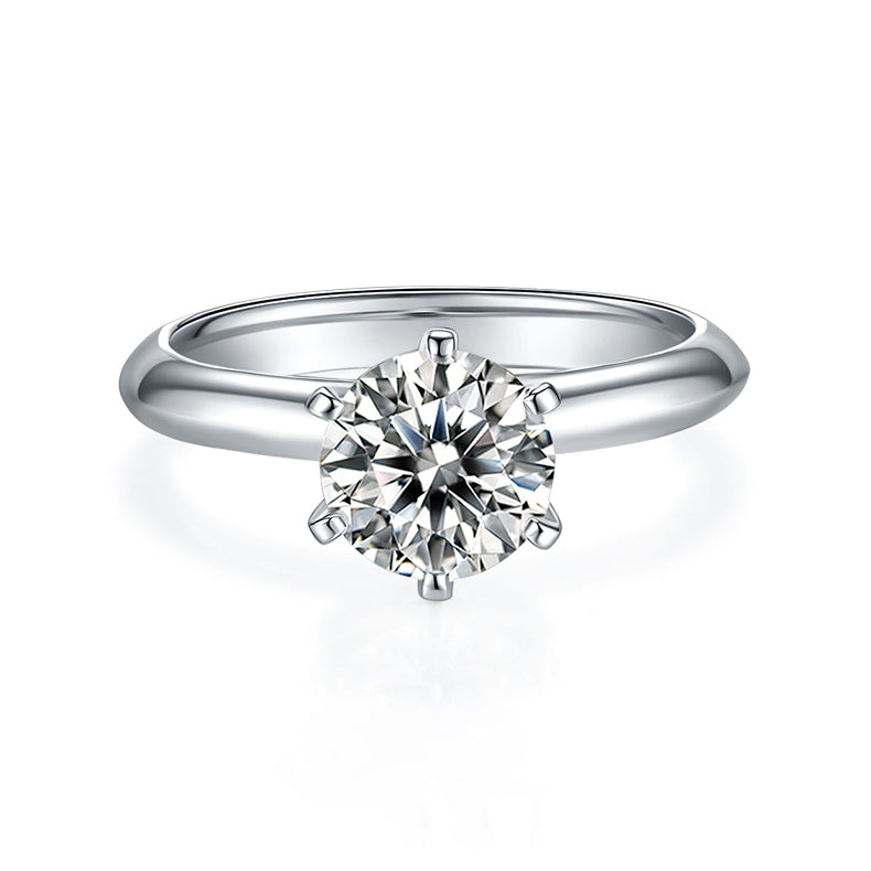 (Four Colours) 1.5CT Moissanite Round Cut Solitaire Ring for Women