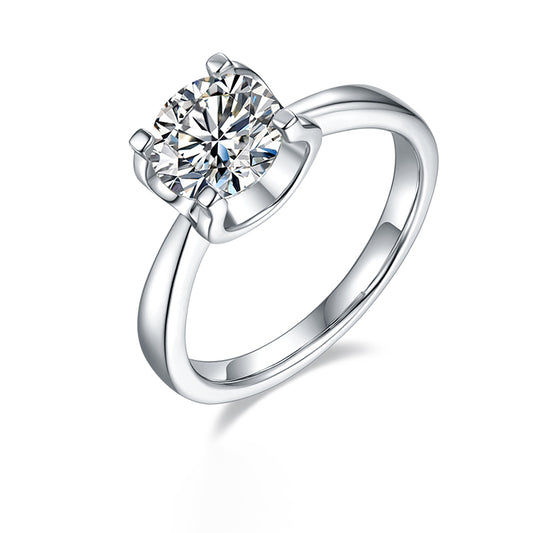 (Four Colours) 1.5CT Moissanite Round Cut Solitaire Ring for Women