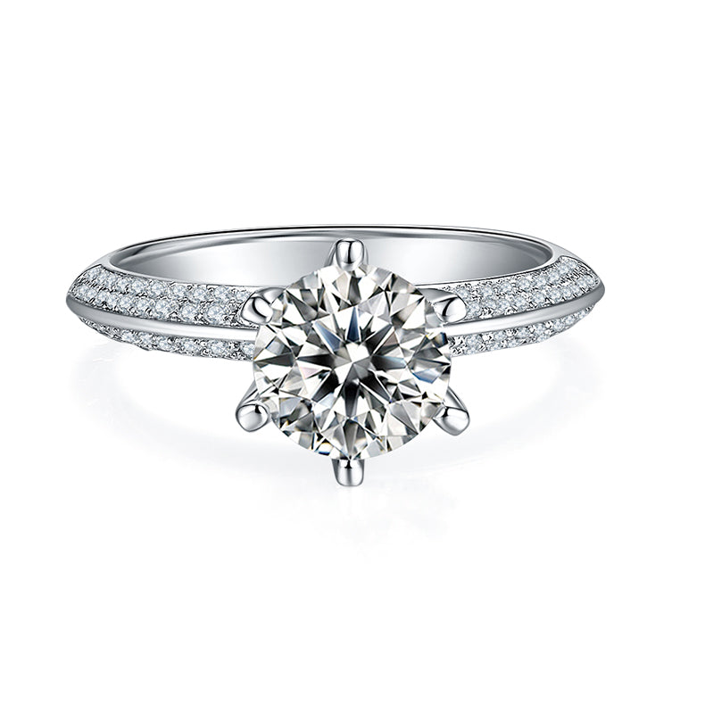(Four Colours) 1.5CT Moissanite Round Cut Cathedral Ring for Women