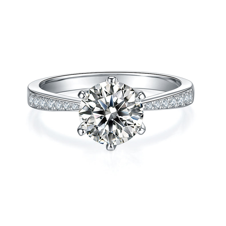 (Four Colours) 1.5CT Moissanite Round Cut Cathedral Ring for Women