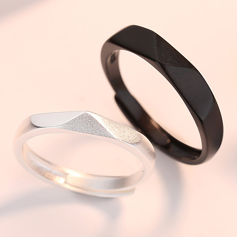 Black and Silver Colour Silver Couple Ring for Women