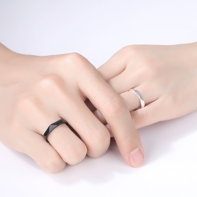 Black and Silver Colour Silver Couple Ring for Women