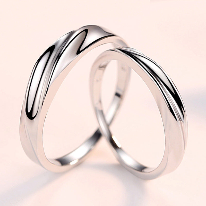 Stripe Silver Couple Ring