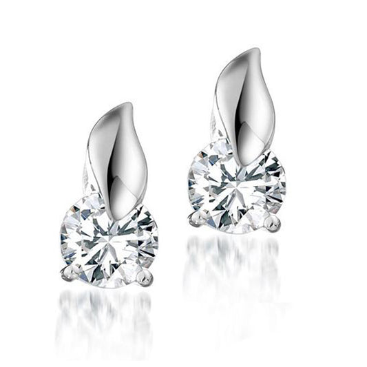 Big Tail with Round Zircon Silver Studs Earrings for Women