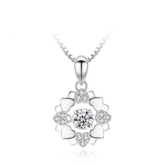 Snowflake with Zircon Pendant Silver Necklace for Women