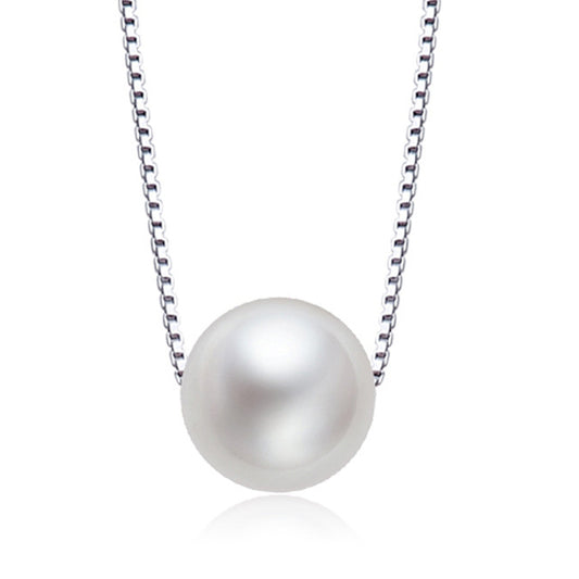 Single Pearl Pendant Silver Necklace for Women