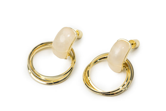 Planderful Golden Round Drop Earrings - Golden Drop Earrings for Women