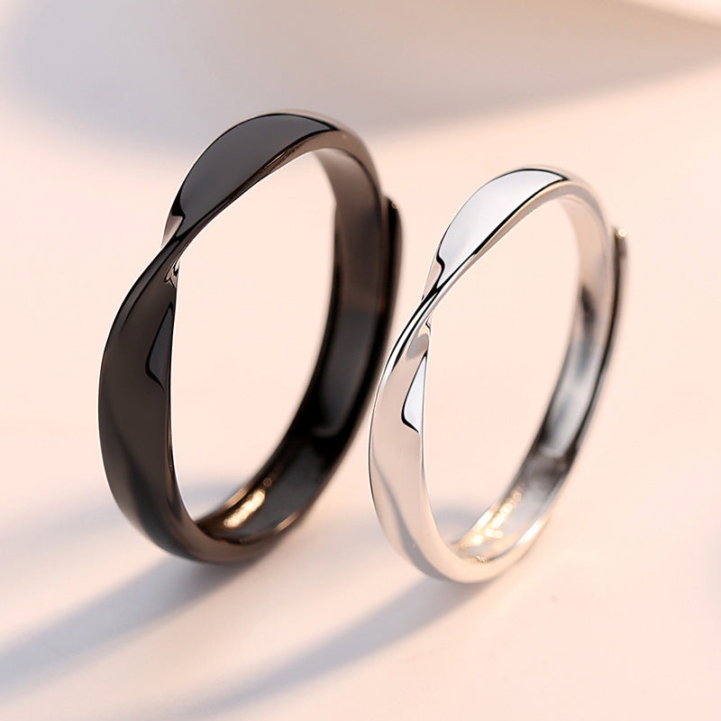 Two Colour Mobius Ring Silver Couple Ring