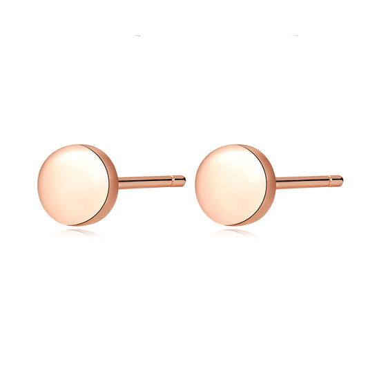 Plated Rose Gold Smooth Round Silver Studs Earrings for Women