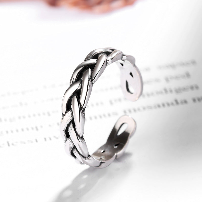 Twist Braid Silver Ring for Women