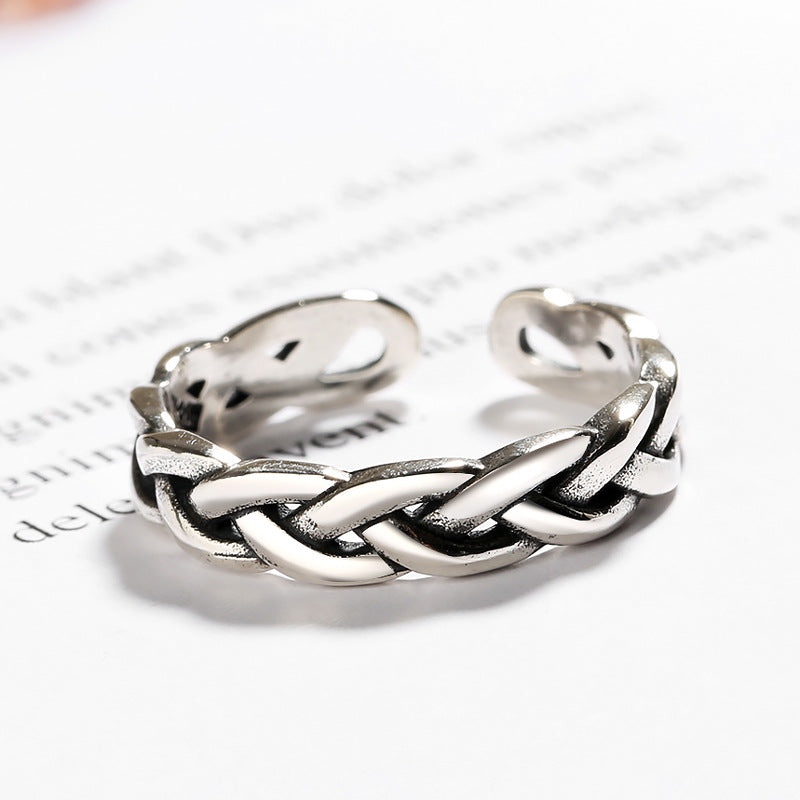 Twist Braid Silver Ring for Women