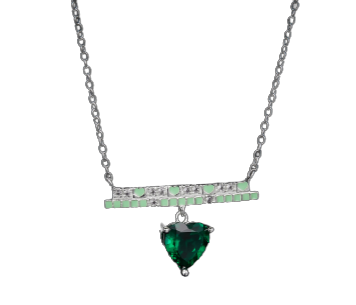 Emerald Colour Balance Love Enamel Necklace for Women