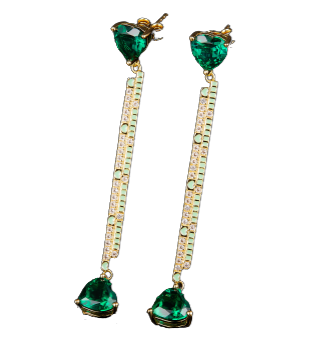 Emerald Colour Balance Love Enamel Drop Earrings for Women