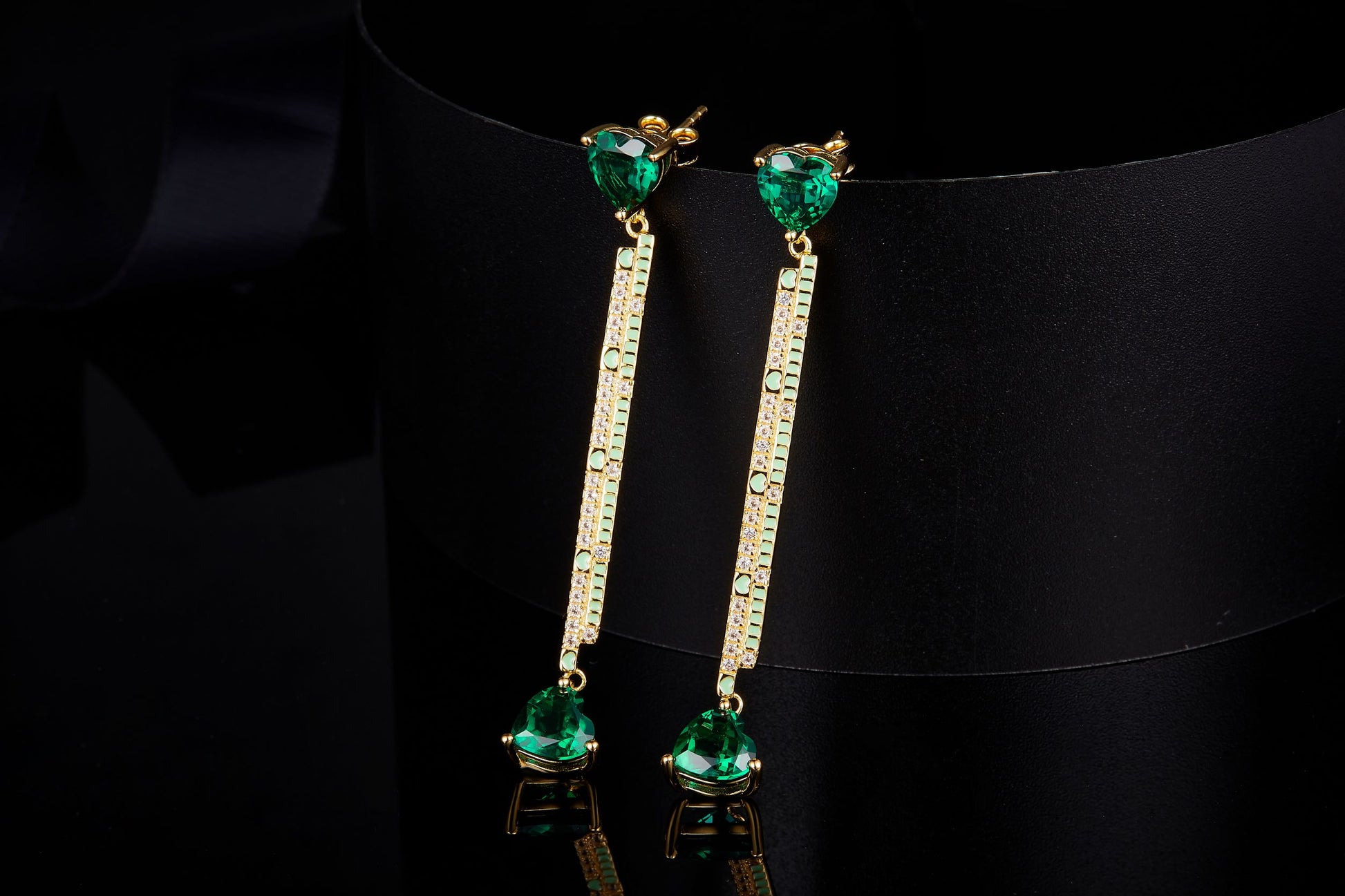 Emerald Colour Balance Love Enamel Drop Earrings for Women