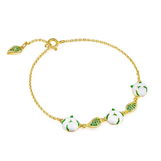 Golden Cotton Enamel Bracelet for Women