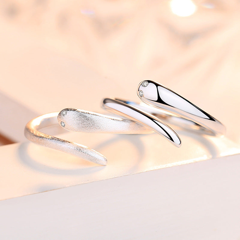 Little Snake Silver Couple Ring for Women