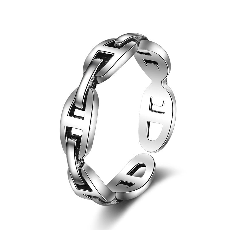 Buckle Design Silver Ring for Women