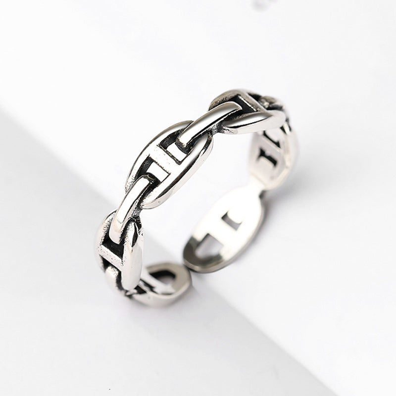 Buckle Design Silver Ring for Women