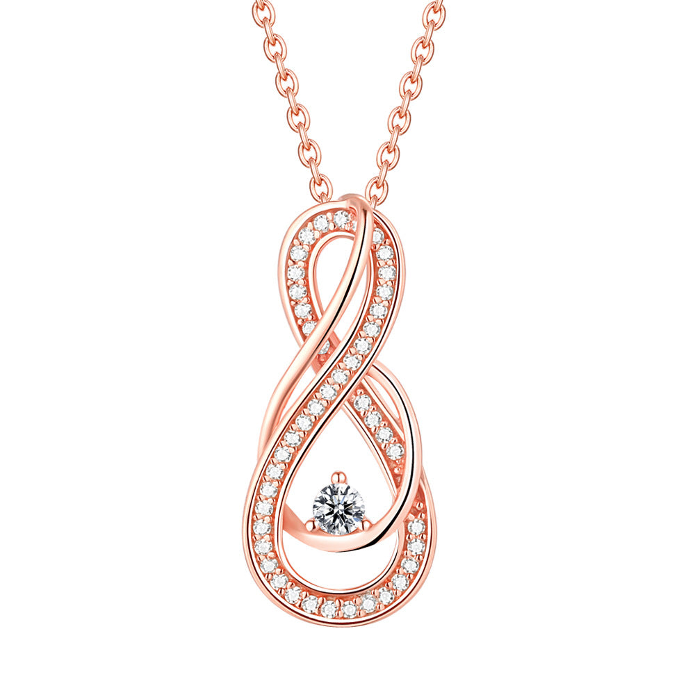 Endless Love Design with Zircon Pendant Silver Necklace for Women