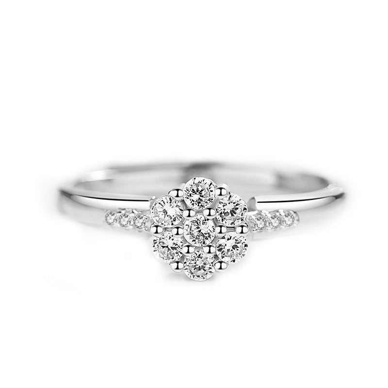 Zircon Flower Silver Ring