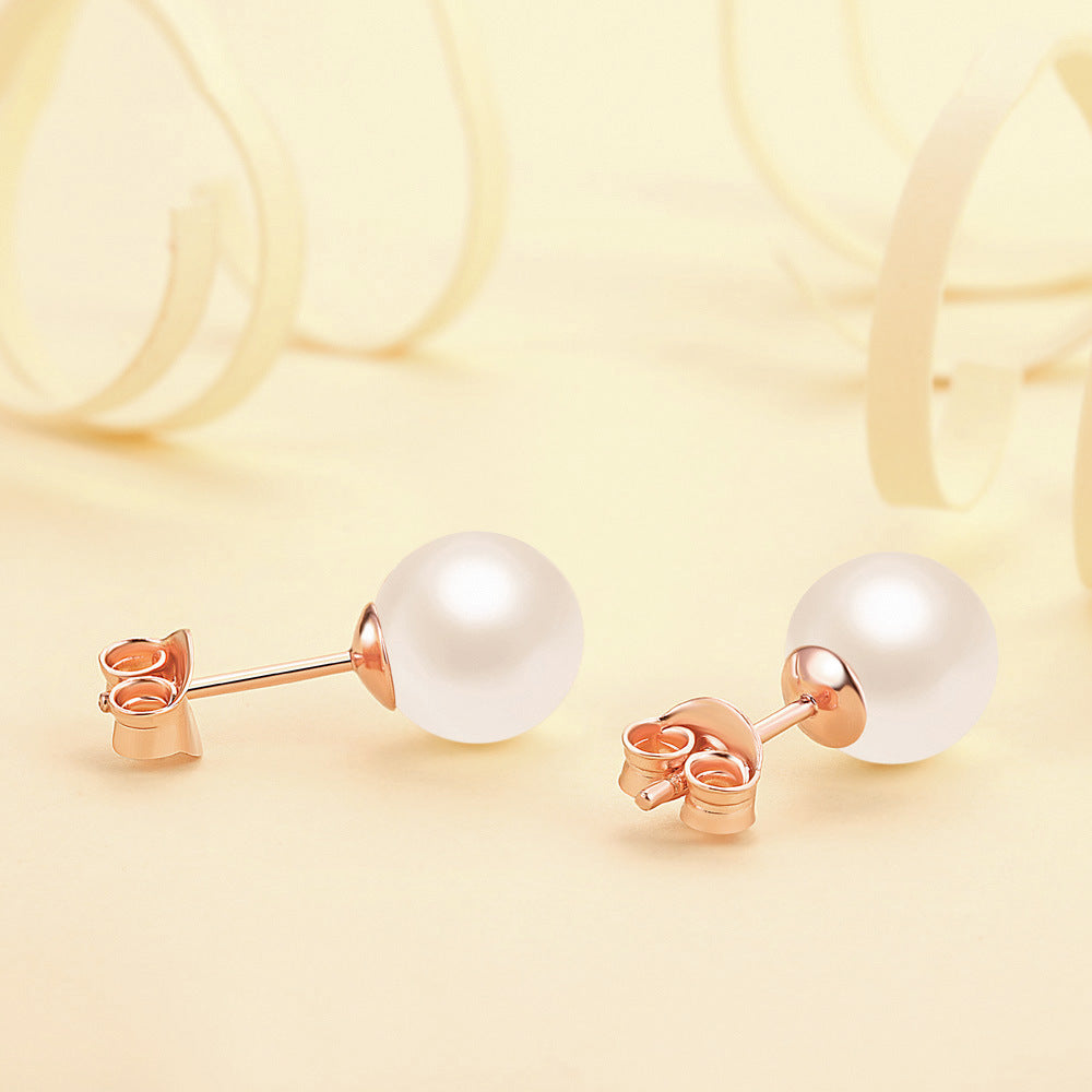 Single Pearl Silver Studs Earrings for Women