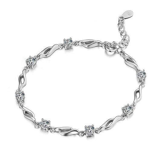 Round Zircon Revolve Silver Bracelet for Women