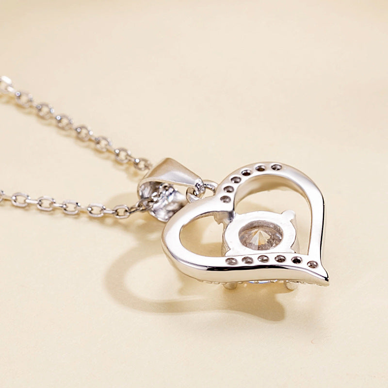 (Pendant Only) Valentine's Day Gift Heart with Round Zircon Silver Pendant for Women