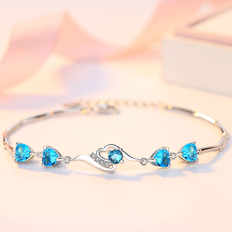 Blue Zircon Silver Bracelet for Women