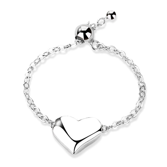 Heart Shape Silver Chain Ring for Women