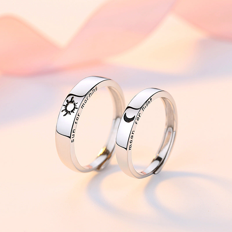 Sun Day and Moon Night Silver Couple Ring for Women