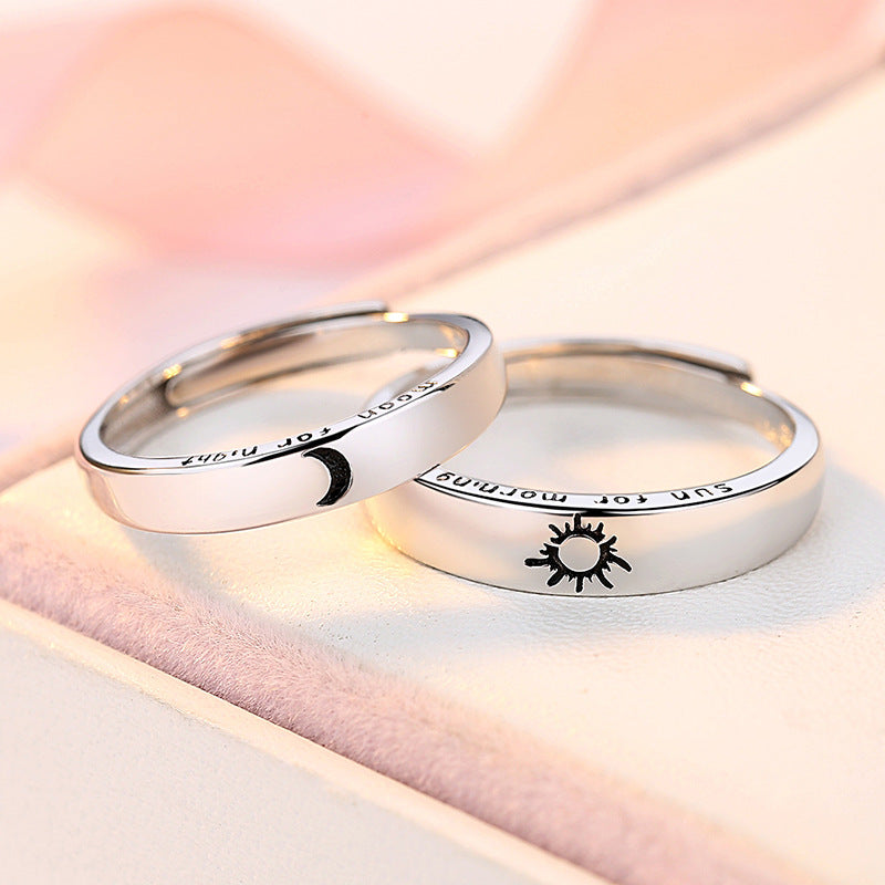Sun Day and Moon Night Silver Couple Ring for Women