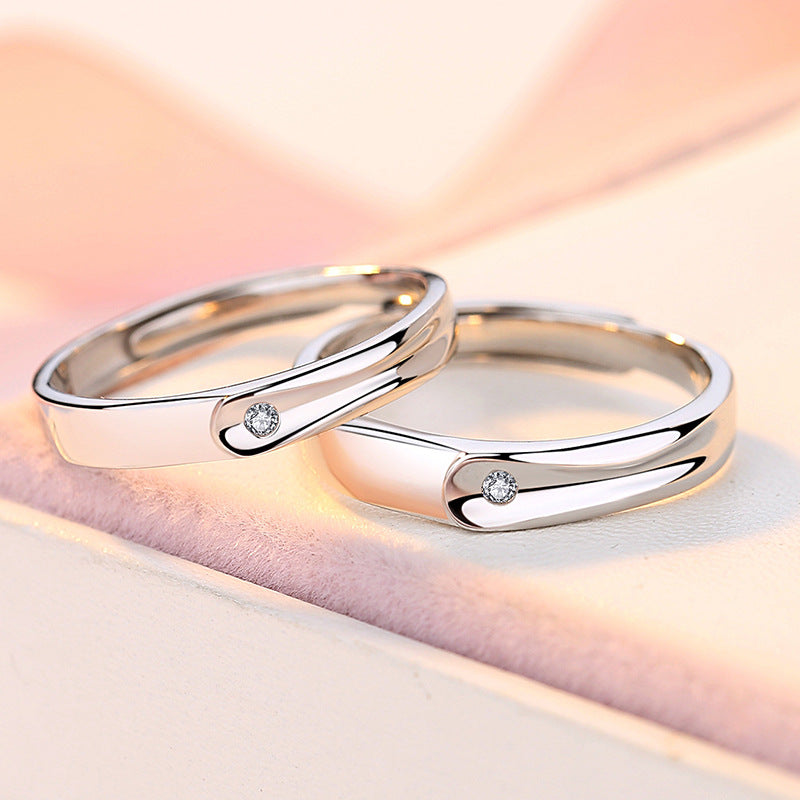 Zircon Silver Couple Ring for Women