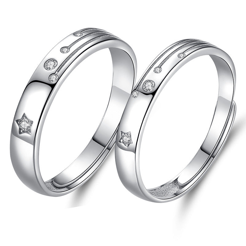 Zircon Meteor Shower Silver Couple Ring for Women