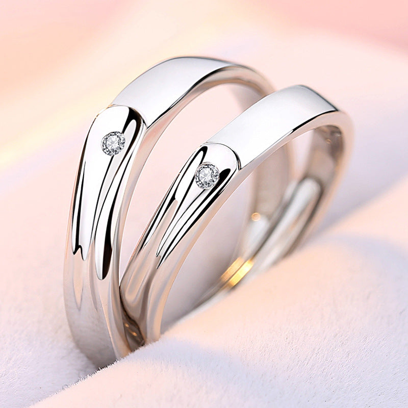 Zircon Silver Couple Ring
