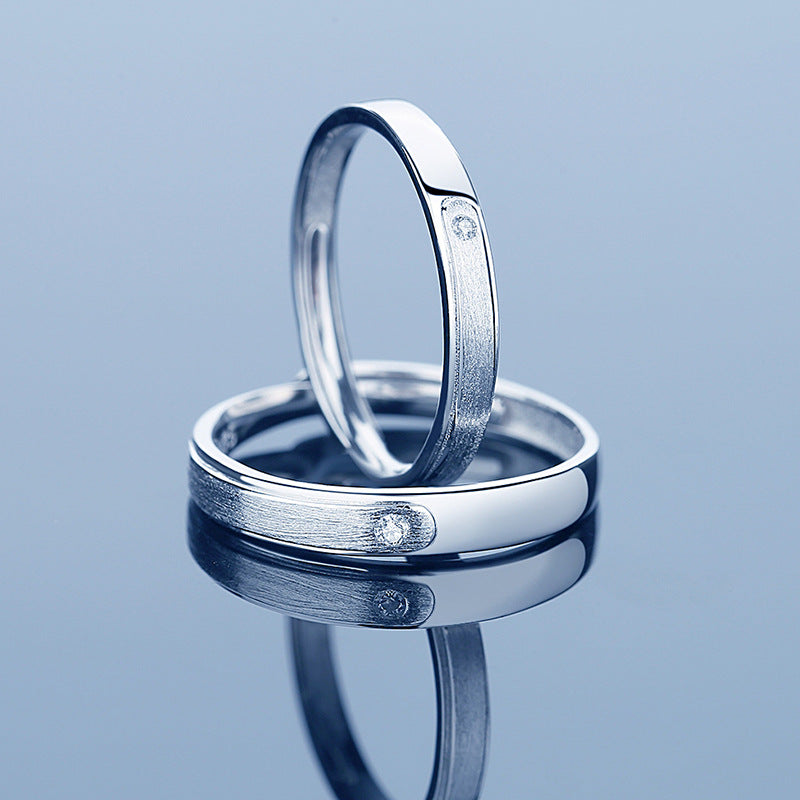Frosting with Zircon Silver Couple Ring for Women