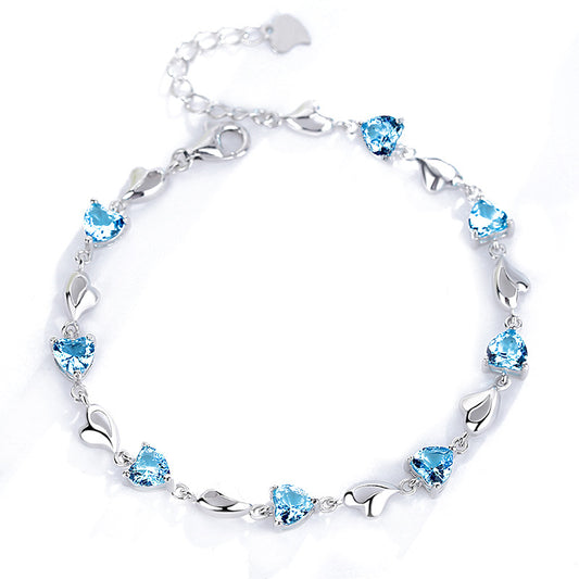 Heart Zircon Love Silver Bracelet for Women