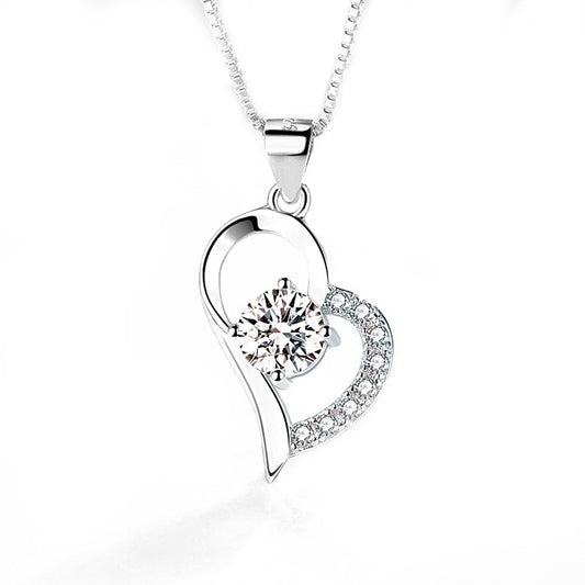 (Pendant Only) Love with Round Zircon Silver Pendant for Women