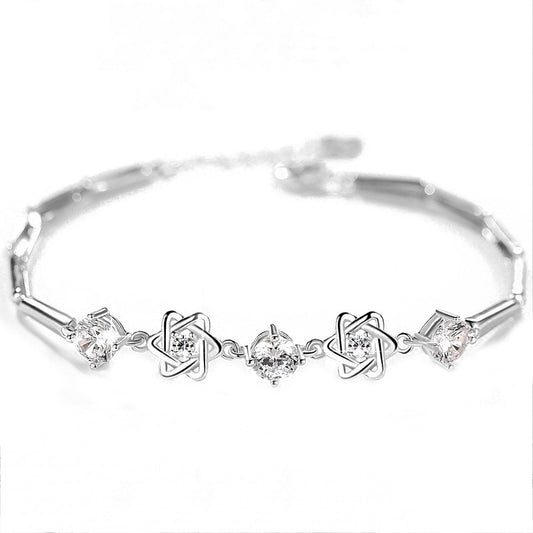 Six Stars with Zircon Silver Bracelet for Women