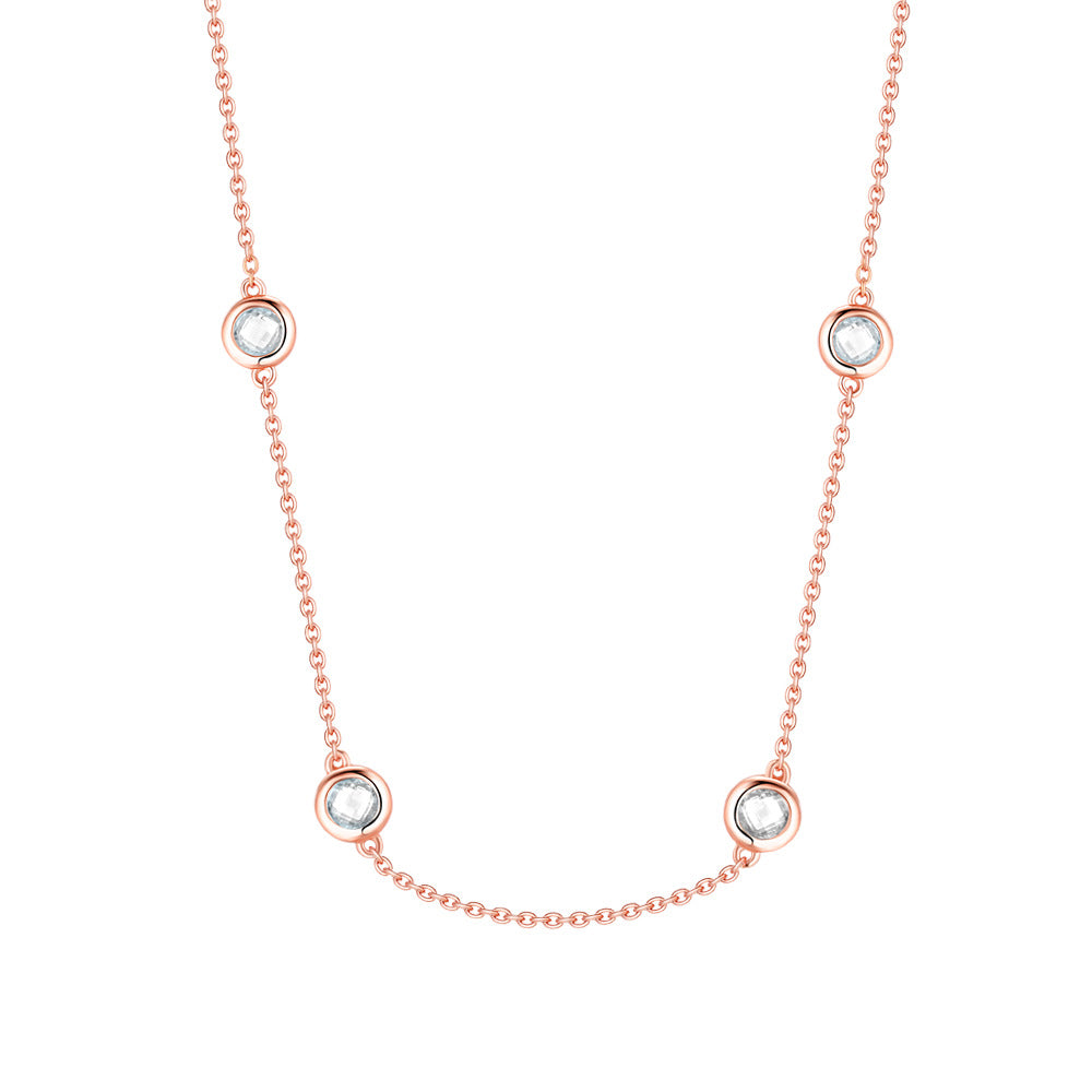 Small Round Zircon Silver Necklace for Women