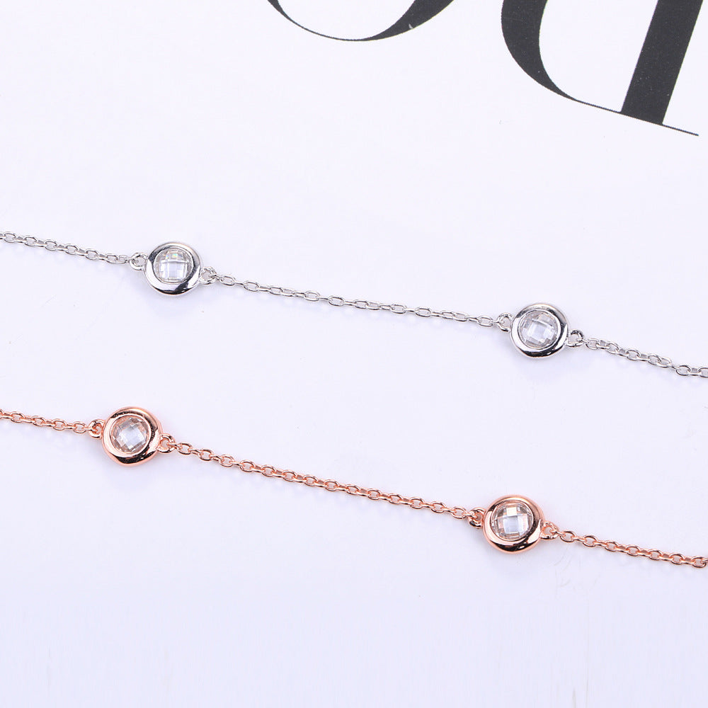 Small Round Zircon Silver Necklace for Women