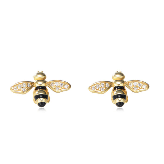 Little Bee with Zircon Silver Studs Earrings for Women