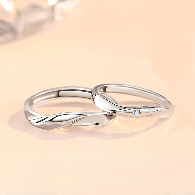 Twist Silver Couple Ring